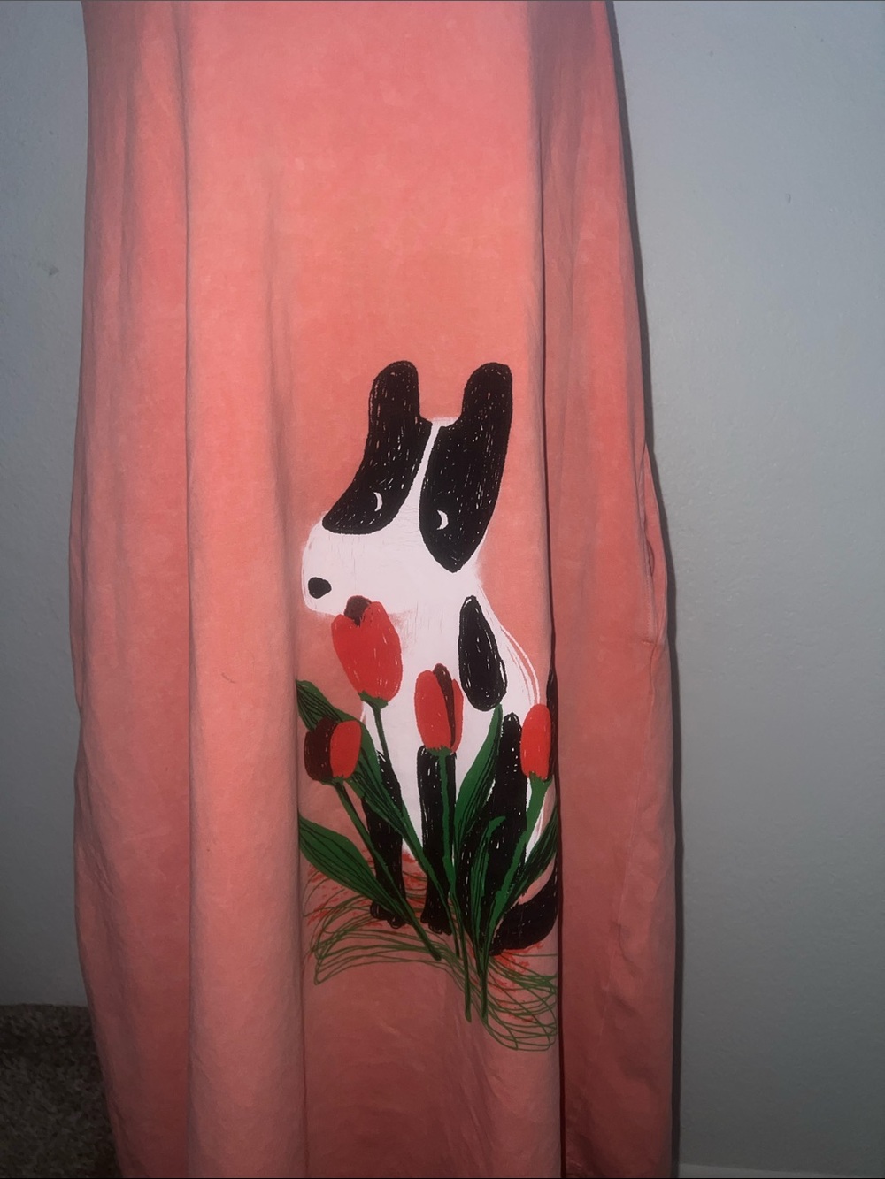 Knit Tulip and dog Dress Doodle Line By Inoah Small Oversized - Picture 2 of 7